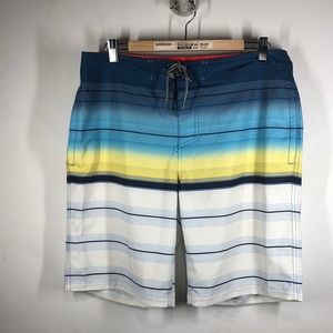 Goodfellow & Co blue and yellow swim trunks 34
